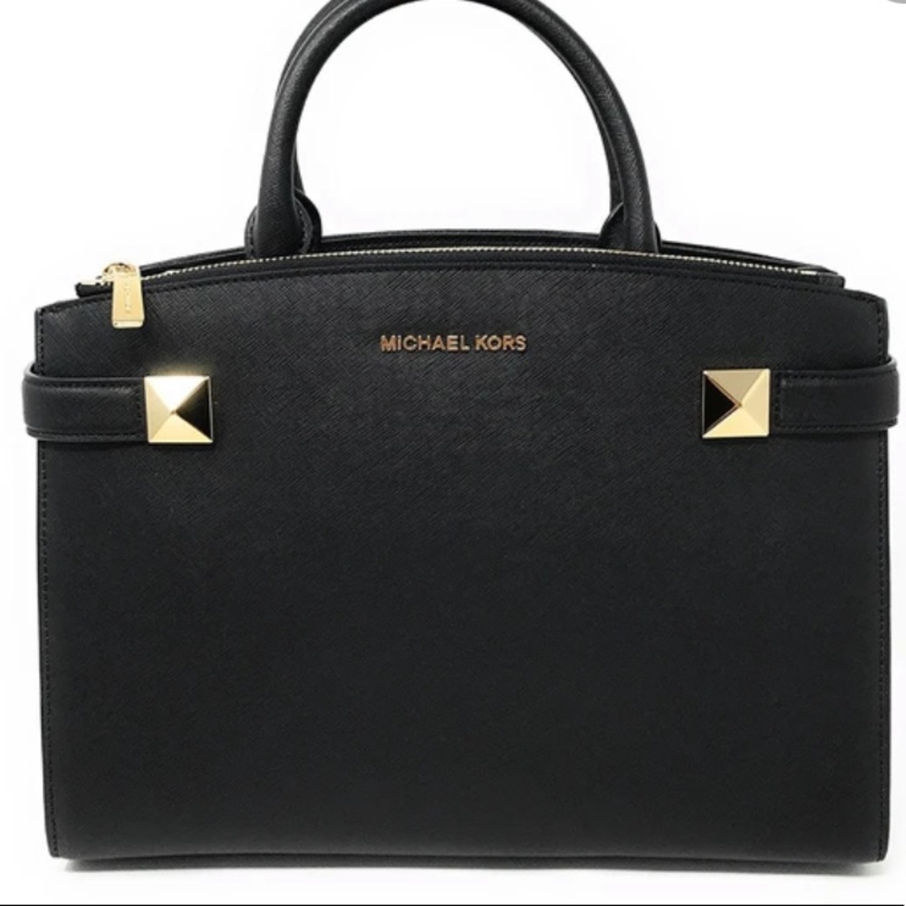 EUC Michael Kors Karla EW Satchel Bag Black Small